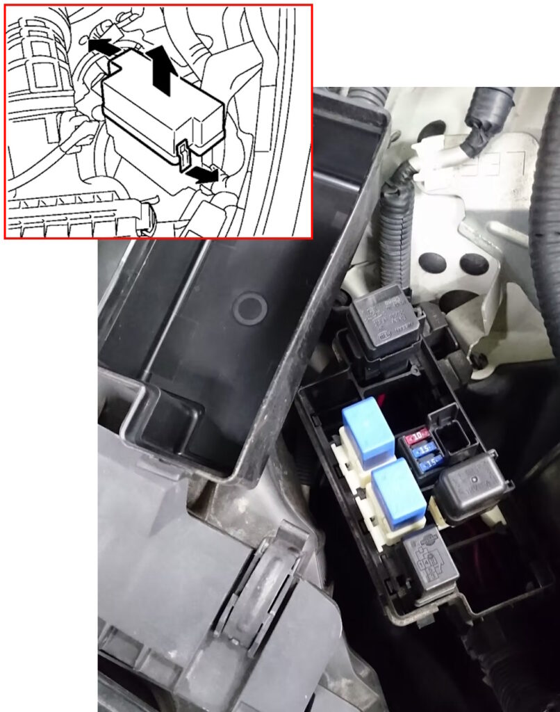 Расположение дополнительного блока реле Nissan Fuga Y51