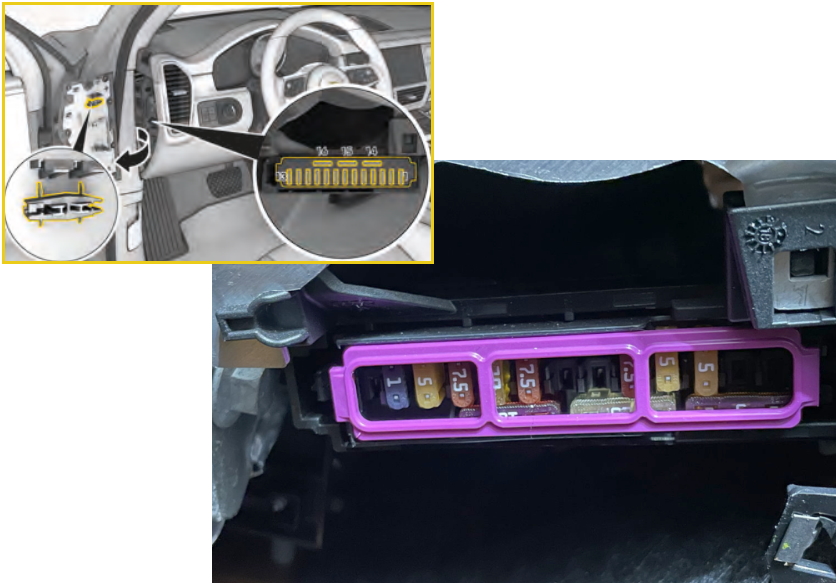 Блок в салоне слева