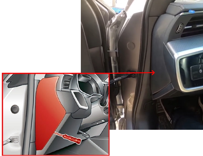 Расположение блока в салоне Ауди А6 С8