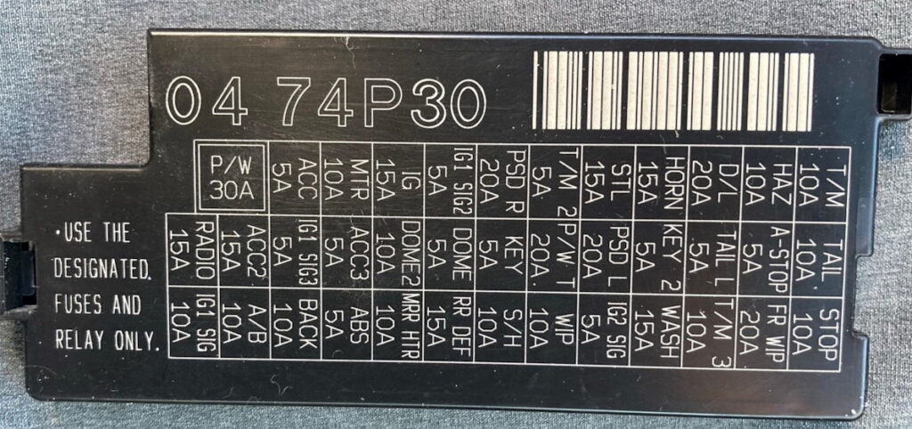 схема с крышки блока