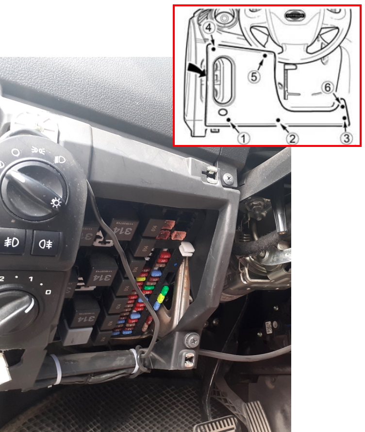 Расположение блока в салоне