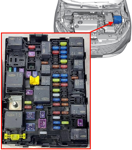 Расположение блока под капотом Omoda C5
