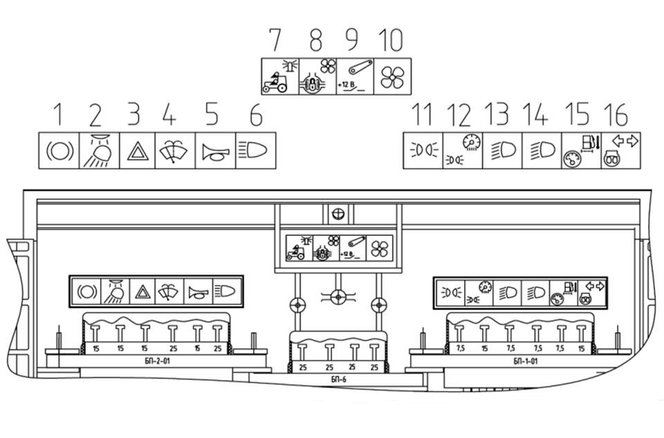 схема блока в кабине мтз 82
