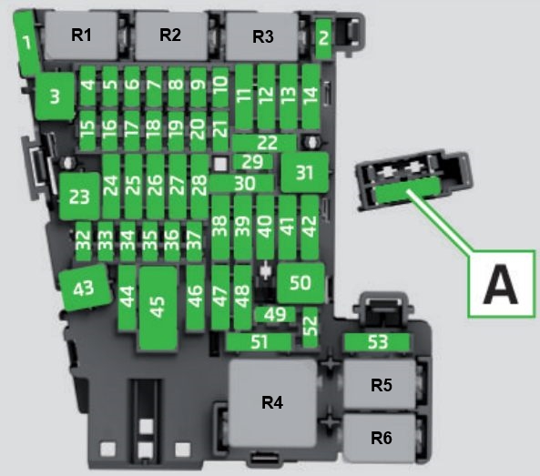 Схема блока в салоне таос