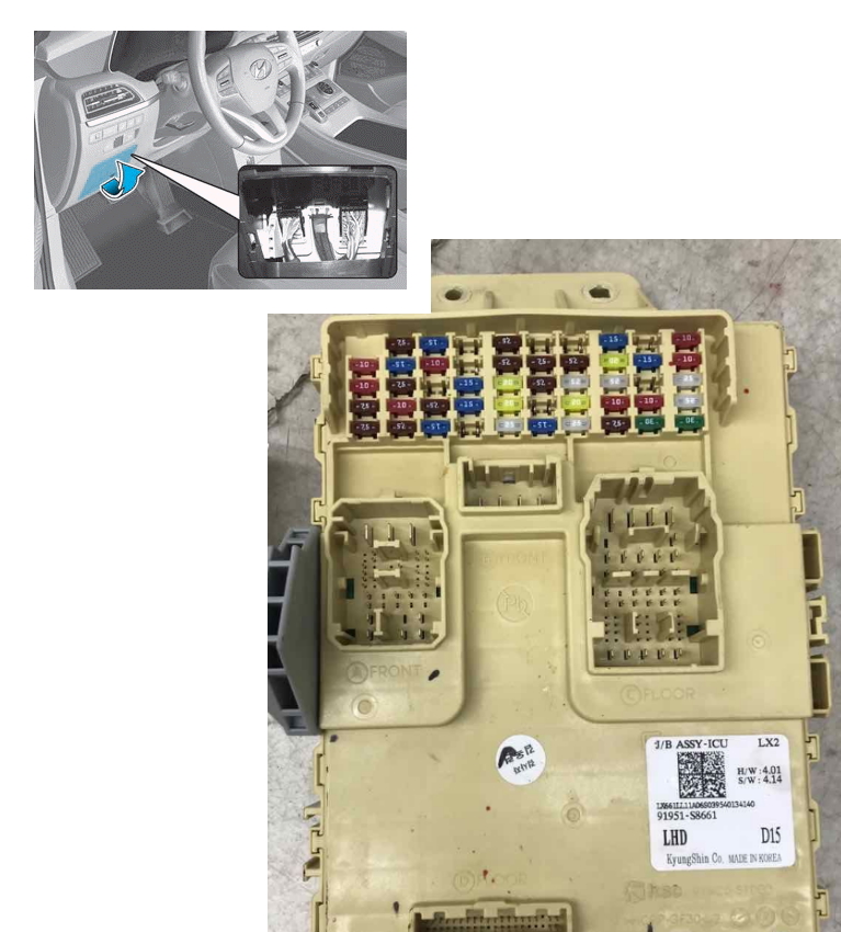 Расположение блока в салоне