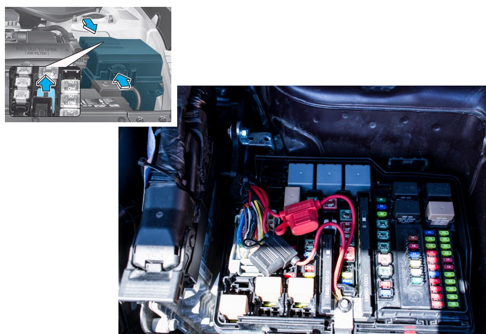 Расположение блока под капотом