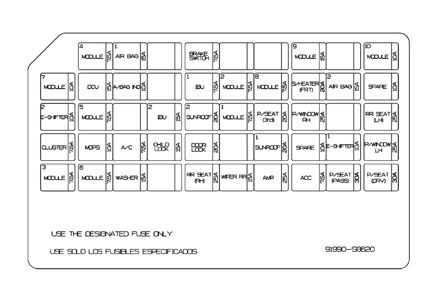 Схема блока в салоне Палисад