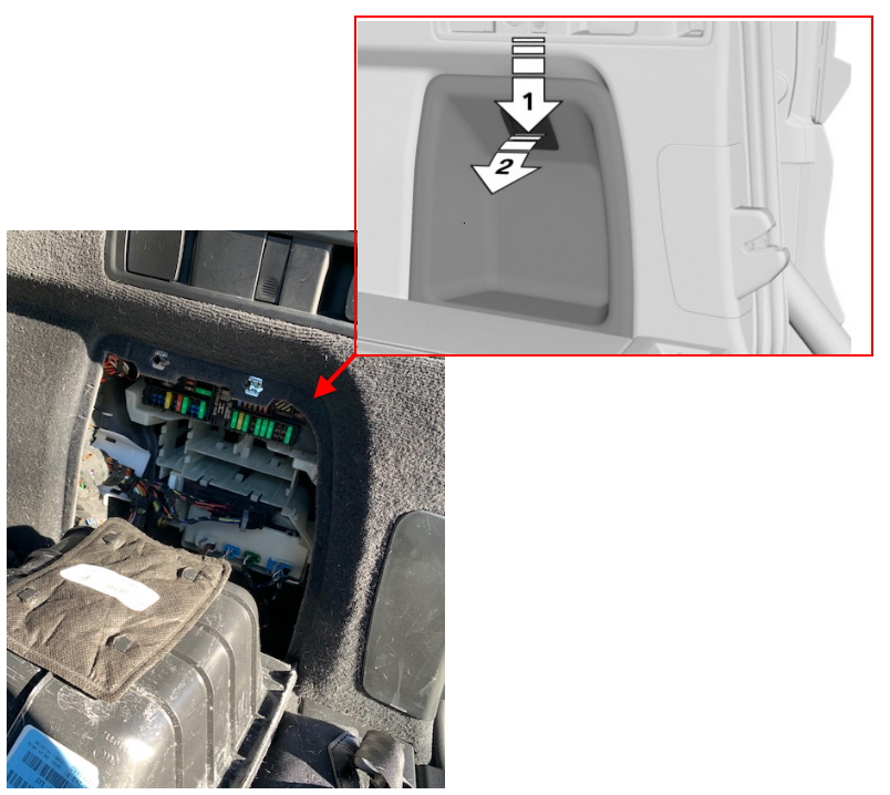 Расположение блока в багажнике