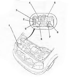 Расположение блоков под капотом