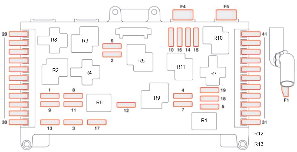 Схема реле блока под капотом Mercedes Vito W639