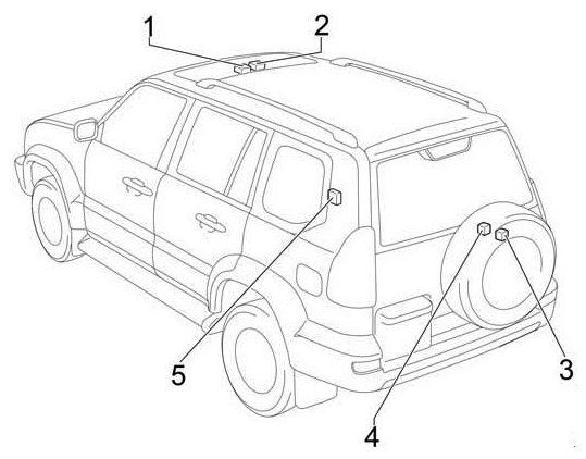 Схема дополнительных элементов в салоне