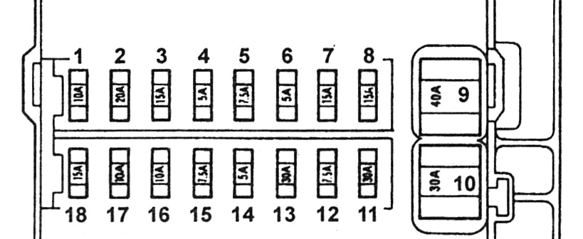 Схема блока в салоне Тойта Виста св40