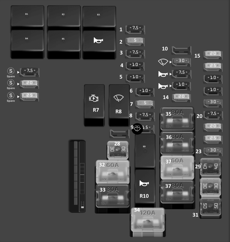 Схема блока под капотом Ярис 4