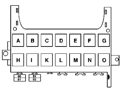 Схема блока реле в салоне Мерседес 169