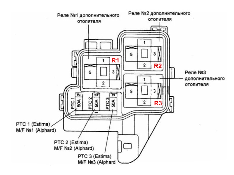 Схема блока дополнительного отопителя Previa
