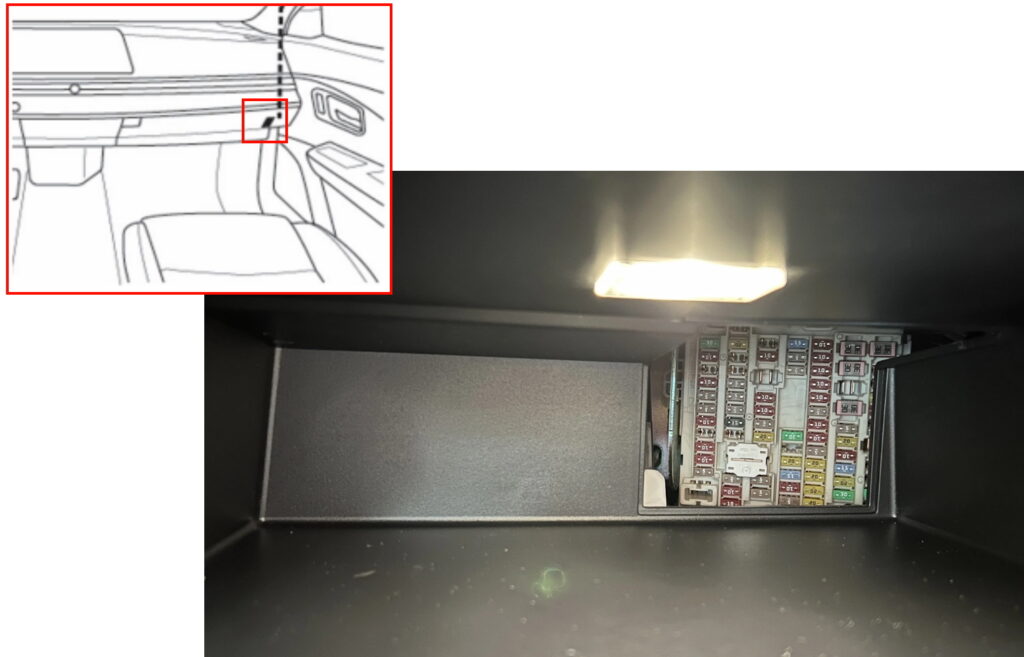 Доступ к блоку с предохранителями в салоне