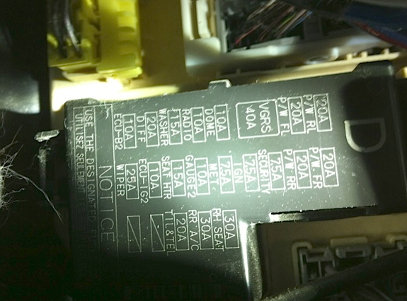 схема предохранителей с крышки правого блока Toyota Land Cruiser 100