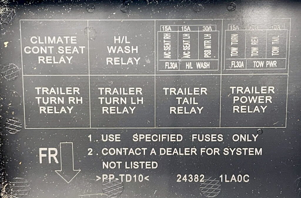 Схема с крышки блока реле