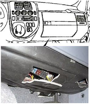 Расположение блока 2 в салоне вито 638