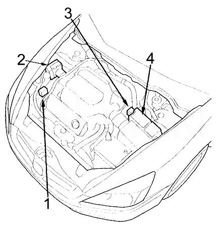 Расположение блоков под капотом