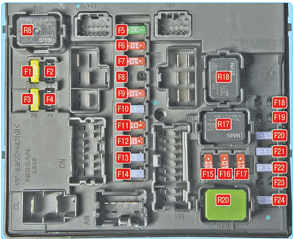 схема блока 2 под капотом ниссан жук