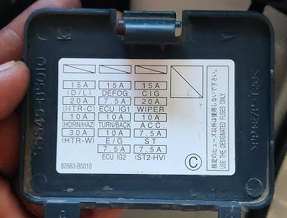 Схема блока предохранителей с крышки Daihatsu Hijet