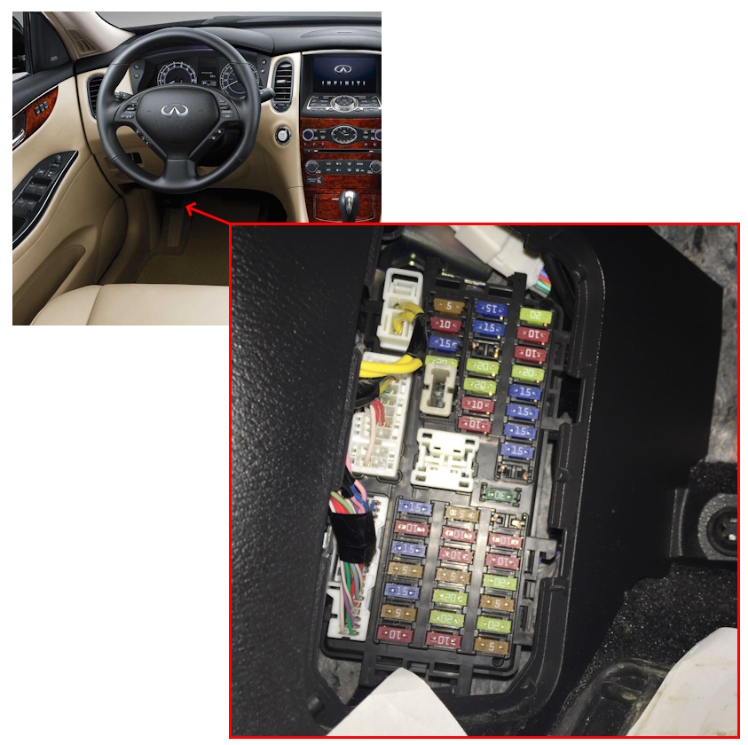 блок предохранителей в салоне Infiniti Q50 Q60