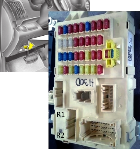 Расположение блока в салоне
