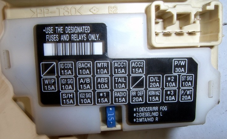 Фотография схемы блока в салоне