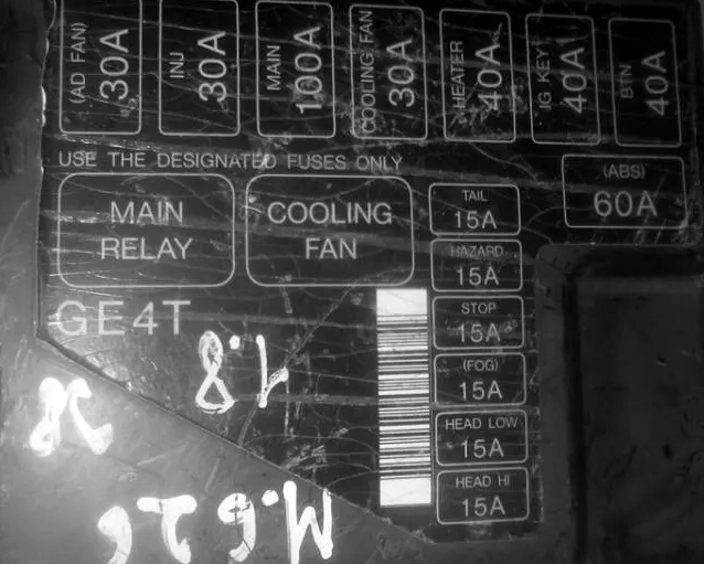 Пример схемы с крышки под капотом мазда 626