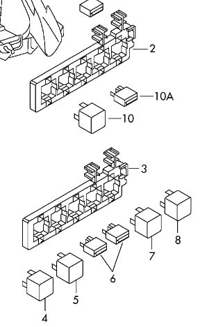 Схема блока с реле шкода суперб 2