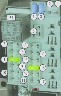Схема блока в багажнике Опель Корса д