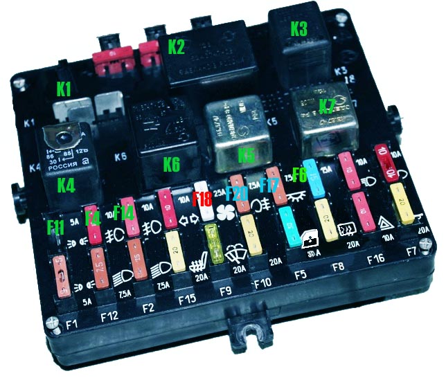 niva блок предохранителей схема до 2009