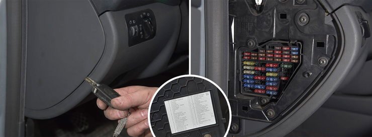 предохранители в салоне Ауди А3 8л